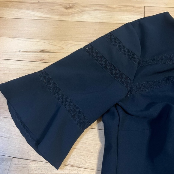 Tommy Hillfiger A-Line Midi Length  Short Sleeve Lace Detail Navy Blue Dress 2 - Picture 7 of 13